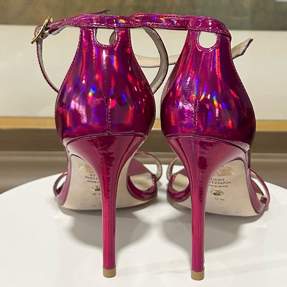 🌹STUART WEITZMAN🌹 Nudistcurve 100mm Sandals Iridescent Pink Size: 6.5 - Picture 9 of 13